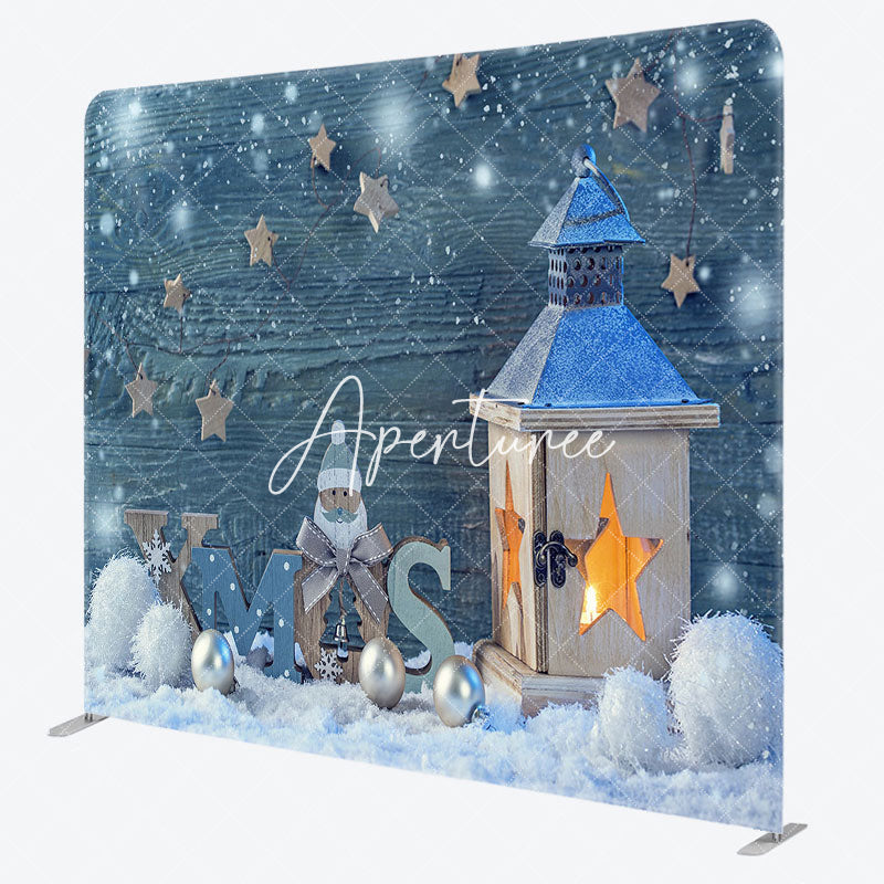 Aperturee - Aperturee Winter Wood Snowman Star Xmas Pillow Case Backdrop