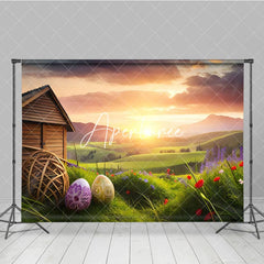 Aperturee - Aperturee Wonderland Cabin Sunrise Photography Easter Backdrop