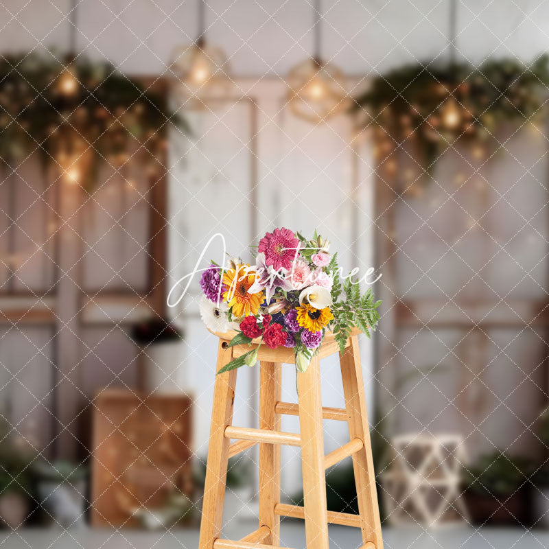 Aperturee - Aperturee Wood Cabin Door Boho Photography Backdrop For Studio