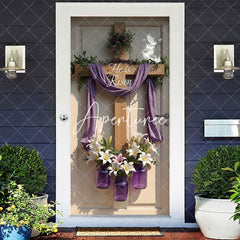 Aperturee - Aperturee Wood Cross Floral He Is Risen Easter Door Cover