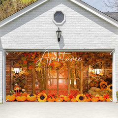 Aperturee - Aperturee Wood Door Brick Wall Maples Fall Garage Door Banner