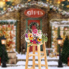 Aperturee - Aperturee Wood Gift Store Bokeh Light Snow Christmas Backdrop