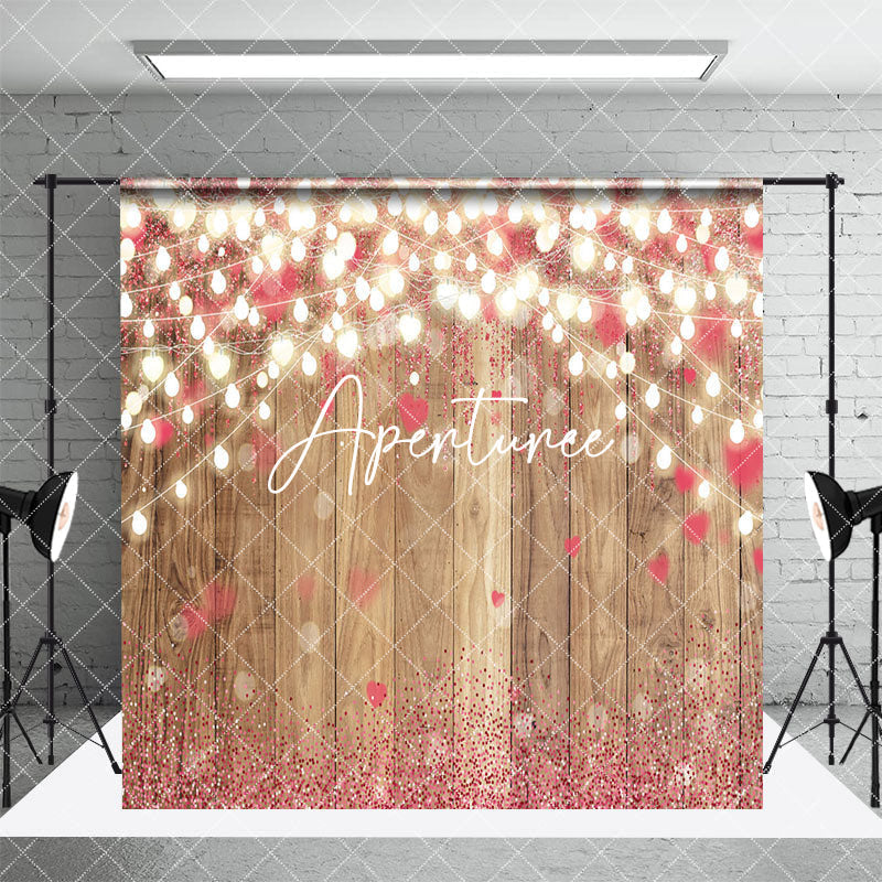 Aperturee - Aperturee Wood Grain Lighted Red Rose Love Room Set Backdrop