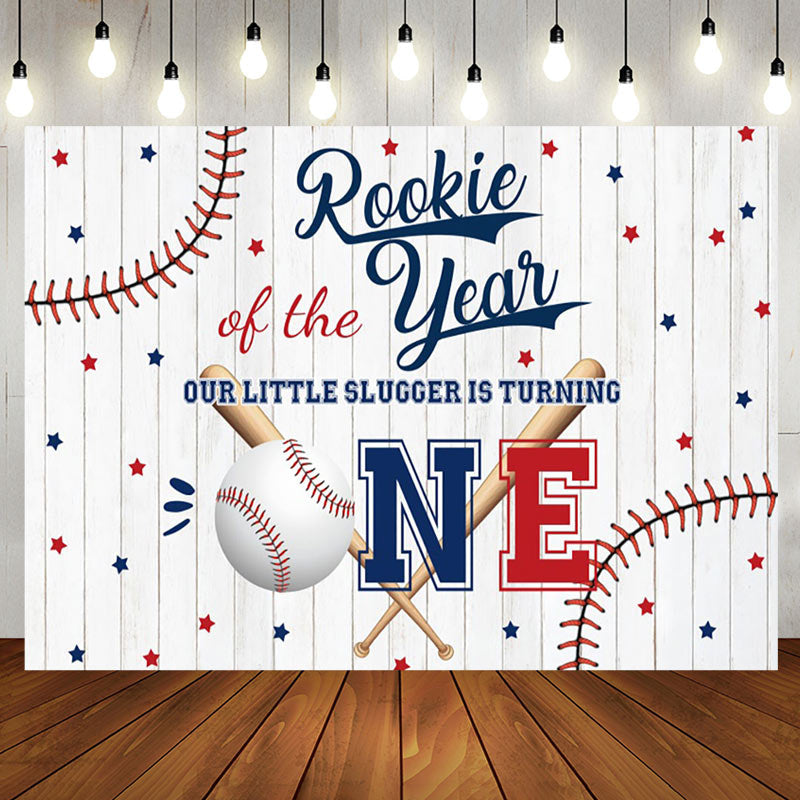 Aperturee - Aperturee Wood Grain Rookie Of The Year Baseball Party Backdrop