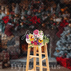 Aperturee - Aperturee Wood Grain Wall Fireplace Gifts Christmas Backdrop