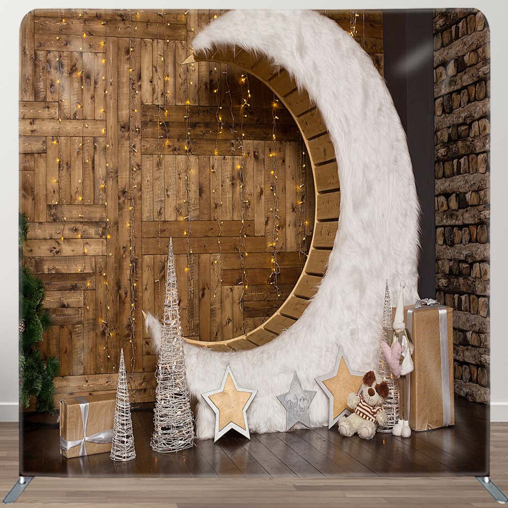 Aperturee - Aperturee Wood Moon Chair Light Xmas Tension Fabric Backdrop