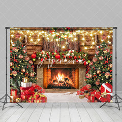 Aperturee - Aperturee Wood Wall Wreath Fireplace Gifts Christmas Backdrop