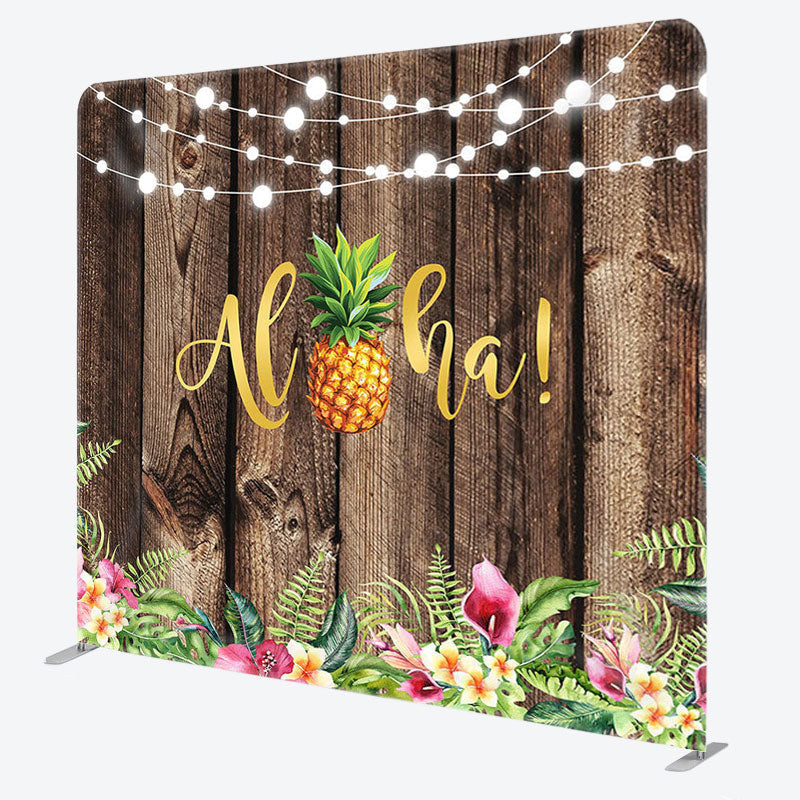 Aperturee - Aperturee Wooden And Floral Fabric Backdrop Cover for Birthday