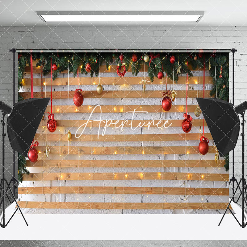 Aperturee - Aperturee Wooden Board Led Lights Decoration Christmas Backdrop