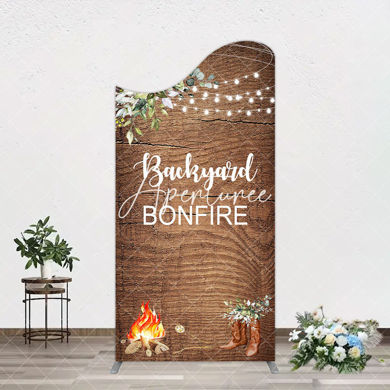 Aperturee - Aperturee Wooden Cowboy Backyard Bonfire Party Arch Backdrop