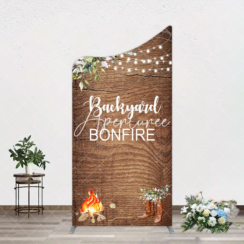 Aperturee - Aperturee Wooden Cowboy Backyard Bonfire Party Arch Backdrop