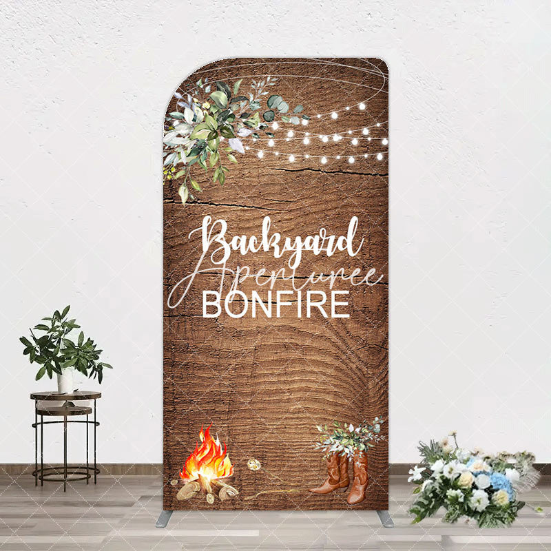 Aperturee - Aperturee Wooden Cowboy Backyard Bonfire Party Arch Backdrop