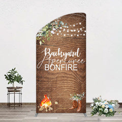 Aperturee - Aperturee Wooden Cowboy Backyard Bonfire Party Arch Backdrop