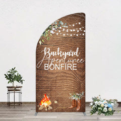 Aperturee - Aperturee Wooden Cowboy Backyard Bonfire Party Arch Backdrop