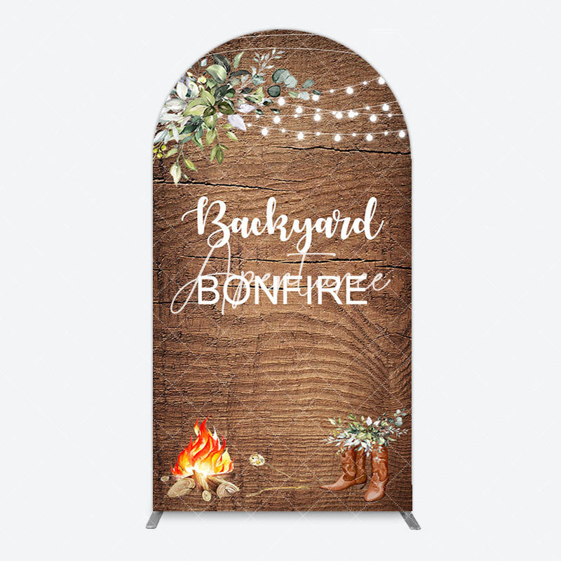 Aperturee - Aperturee Wooden Cowboy Backyard Bonfire Party Arch Backdrop