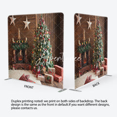 Aperturee - Aperturee Wooden House Star Fireplace Xmas Tension Backdrop