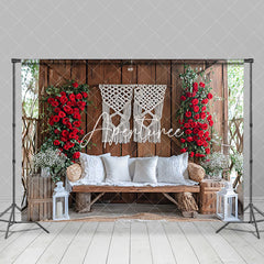 Aperturee - Aperturee Wooden Outdoor Sofa Rose Valentines Photo Backdrop