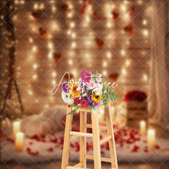 Aperturee - Aperturee Wooden Room Heart Candlelight Valentines Day Backdrop