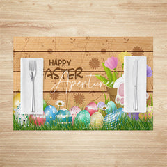 Aperturee - Aperturee Wooden Stripe Lawn Eggs Easter Set Of 4 Placemats