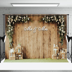 Aperturee - Aperturee Wooden Wall Floral Decoration Wedding Photo Backdrop