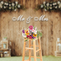 Aperturee - Aperturee Wooden Wall Floral Decoration Wedding Photo Backdrop