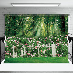 Aperturee - Aperturee Woods Rose Garden Fence Wedding Photo Backdrop