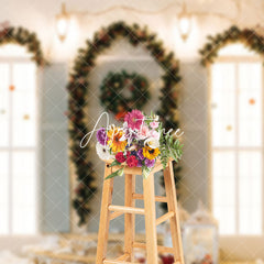 Aperturee - Aperturee Wreath Blinds Window Light Branches Xmas Backdrop