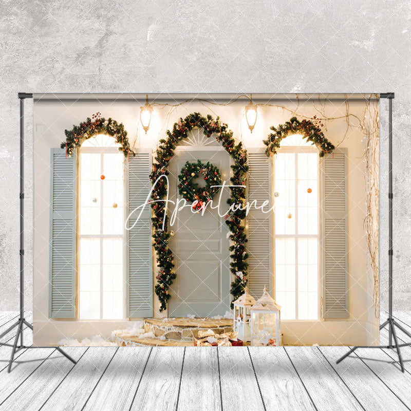 Aperturee - Aperturee Wreath Blinds Window Light Branches Xmas Backdrop