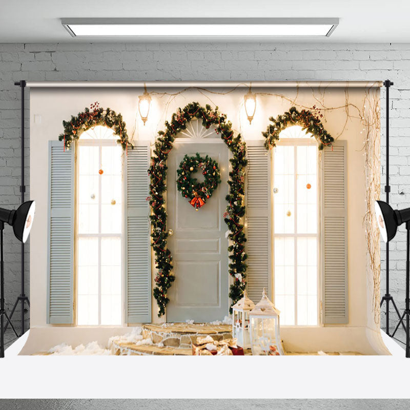 Aperturee - Aperturee Wreath Blinds Window Light Branches Xmas Backdrop