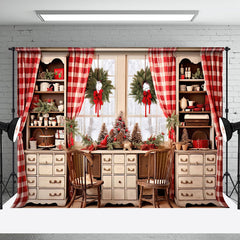 Aperturee - Aperturee Wreath Curtain Window Cupboard Christmas Backdrop