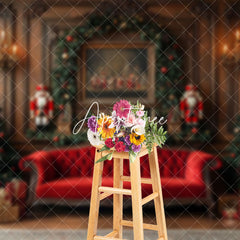 Aperturee - Aperturee Wreath Luxury Vintage Wall Sofa Christmas Backdrop