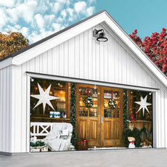 Aperturee - Aperturee Wreath Wood Boutique Christmas Garage Door Banner