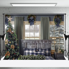 Aperturee - Aperturee Xmas Tree Bed Curtain Window Scene Christmas Backdrop