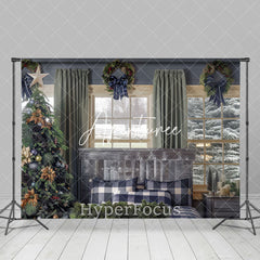 Aperturee - Aperturee Xmas Tree Bed Curtain Window Scene Christmas Backdrop