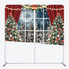 Aperturee - Aperturee Xmas Tree Curtain Window Moon Pillow Case Backdrop