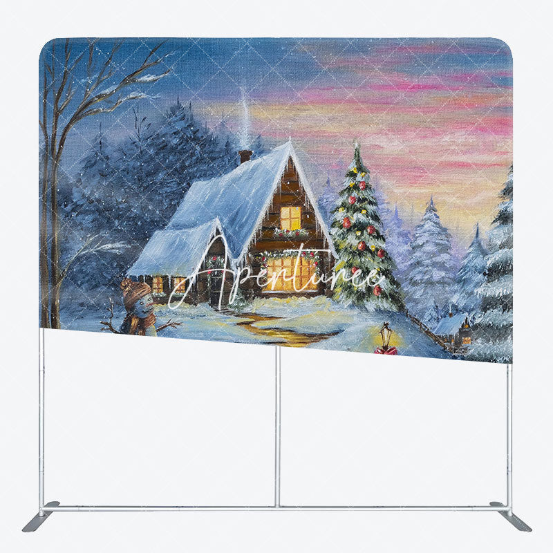 Aperturee - Aperturee Xmas Tree Forest Snowman Double-Sided Square Backdrop