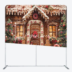 Aperturee - Aperturee Xmas Tree Gingerbread House Pillow Case Backdrop