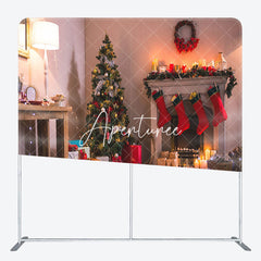 Aperturee - Aperturee Xmas Tree Light Fireplace Tension Fabric Backdrop