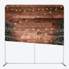 Aperturee - Aperturee Xmas Tree Lights Warm Wooden Pillow Cover Backdrop