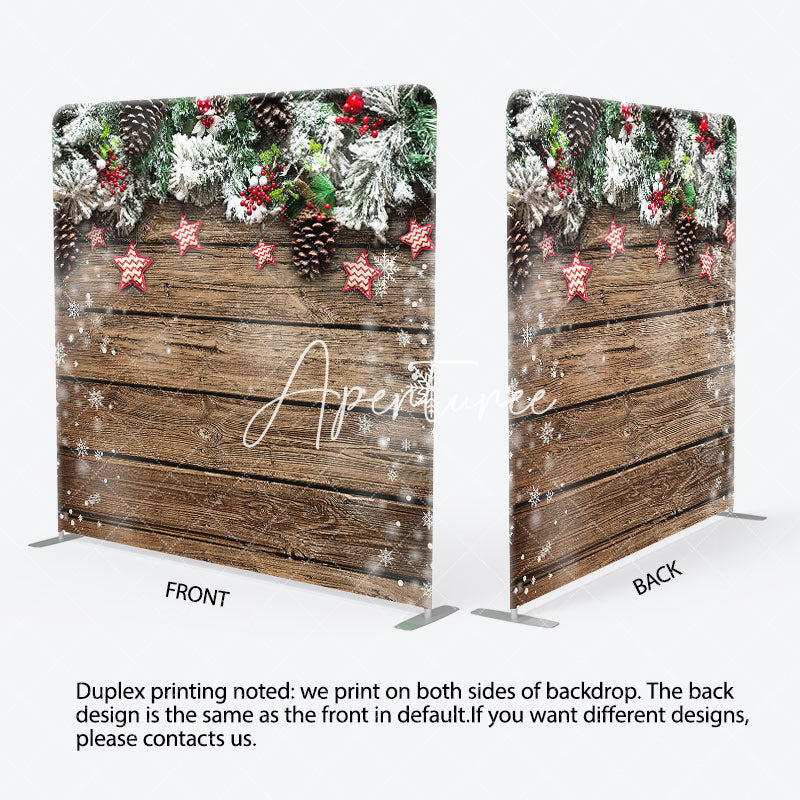 Aperturee - Aperturee Xmas Tree Star Wood Floor Double-Sided Square Backdrop