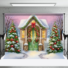 Aperturee - Aperturee Xmas Tree Wild House Winter Snowy Christmas Backdrop