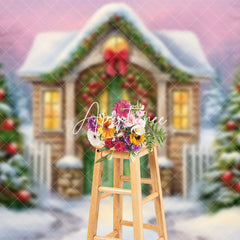 Aperturee - Aperturee Xmas Tree Wild House Winter Snowy Christmas Backdrop