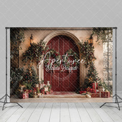 Aperturee - Aperturee Xmas Wreath Arch Door Decorated Holiday Backdrop