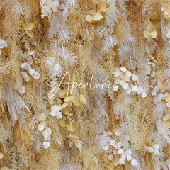 Aperturee - Aperturee Yellow Boho Faux Spruce Leaf Floral Wall Backdrop