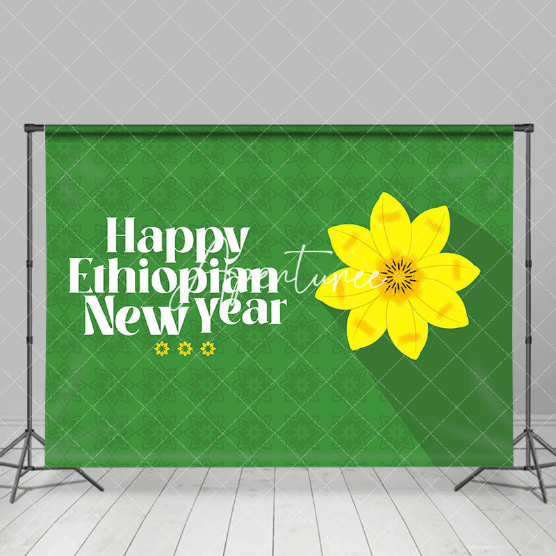 Aperturee - Aperturee Yellow Floral Green Happy Ethiopian New Year Backdrop