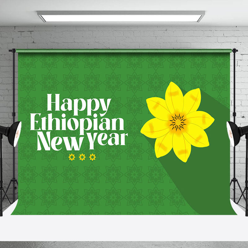 Aperturee - Aperturee Yellow Floral Green Happy Ethiopian New Year Backdrop