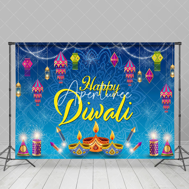 Aperturee - Aperturee Yellow Flower Purple Candlelit Mandala Diwali Backdrop