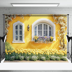 Aperturee - Aperturee Yellow Garden Wall Greenery Floral Spring Backdrop