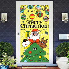 Aperturee - Aperturee Yellow Green Cute Bells Merry Christmas Door Cover