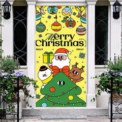 Aperturee - Aperturee Yellow Green Cute Bells Merry Christmas Door Cover